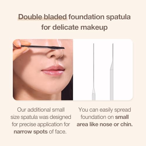 STUDIO17 Foundation Spatula Made of Stainless Steel | Professional Makeup Spatula for Even Application of Foundation | Double Edged Spatula for Small Area of Face | Pouch Included for Clean Storage - Morena Vogue