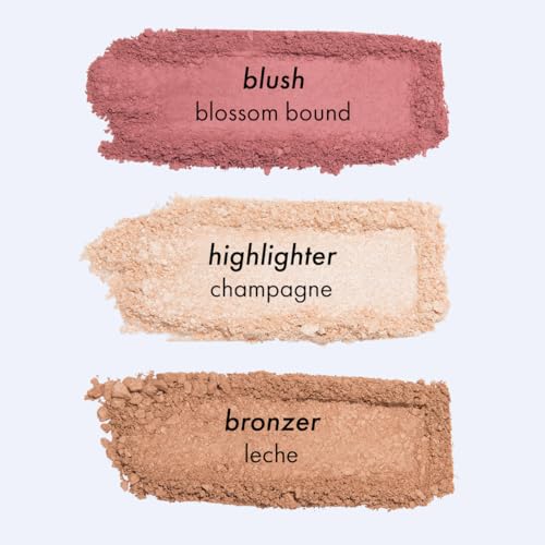 Subtl Beauty 3-in-1 travel makeup kit by subtl staks | powder blush, bronzer, and highlighter | includes mirror lid and mini brush | for fair-light skin tones - Morena Vogue