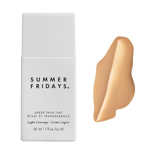 Summer Fridays Sheer Skin Tint - Tinted Moisturizer with Hyaluronic Acid - Helps Diminish Uneven Skin Tone - Sheer to Light Coverage - Shade 4 - Light-Medium with Neutral Olive Undertones (1 Fl Oz) - Morena Vogue