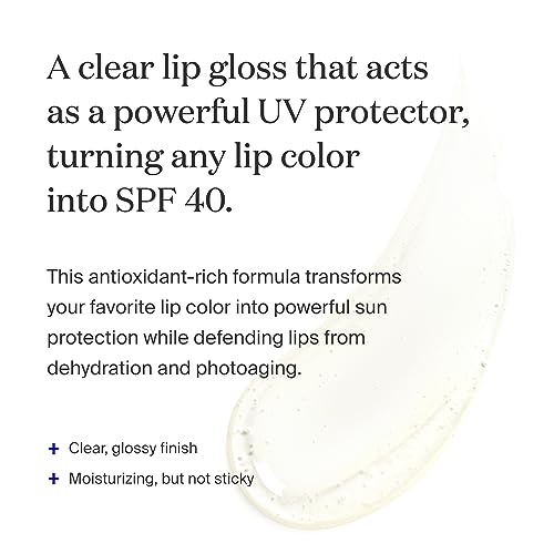 Supergoop! Lipscreen Shine SPF 40, 0.34 fl oz - Water-Resistant Clear Lip Gloss - Broad Spectrum SPF Lip Balm with Grape Seed Extract, Sunflower Seed Oil & Kelp Extract - Non-Sticky Formula - Morena Vogue