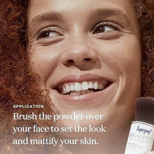 Supergoop! (Re) setting 100% Mineral Powder, Medium - 0.15 oz - Makeup Setting Powder + Broad Spectrum SPF 35 PA+++ Sunscreen - With Ceramides, Olive Glycerides & Coated Silica Spheres - Morena Vogue