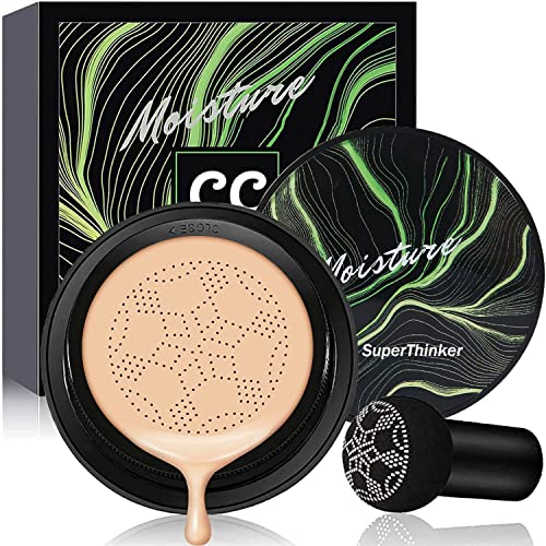 SuperThinker Air Cushion CC Cream Mushroom Head Foundation, Moisturizing BB Cream Makeup Long Lasting Matte Concealer (Natural) - Morena Vogue