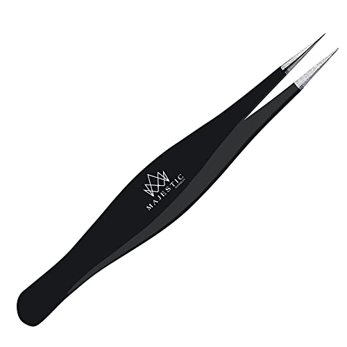 Surgical Tweezers for Ingrown Hair - Precision Sharp Needle Nose Pointed Tweezers for Splinters, Ticks & Glass Removal - Best for Eyebrow Hair, Facial Hair Removal(1 pack pointed, black) - Morena Vogue