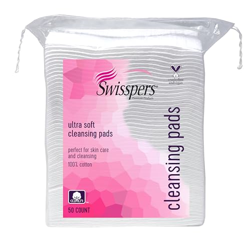 Swisspers Premium Facial Cleansing Pad, 100% Cotton, Ultra Soft, Extra Large, 50 White Pads per Reclosable Bag, 3 Bags (150 Pads Total) - Morena Vogue