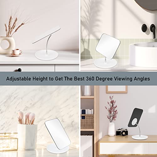 Table Vanity Mirror with Stand - Makeup Mirror for Desk - Adjustable Flexible Gooseneck, 360°Rotation Folding Portable Bathroom Shaving Cosmetic Mirror Square - Morena Vogue