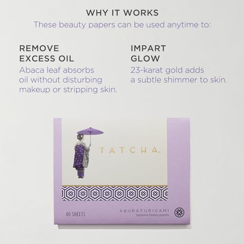 Tatcha Aburatorigami Blotting Papers: 100% Natural Abaca Leaf & Gold Flakes Absorb Excess Oil (40 Pack) - Morena Vogue