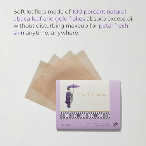 Tatcha Aburatorigami Blotting Papers: 100% Natural Abaca Leaf & Gold Flakes Absorb Excess Oil (40 Pack) - Morena Vogue