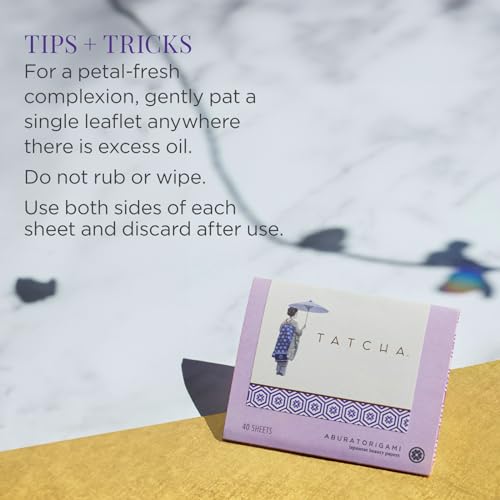 Tatcha Aburatorigami Blotting Papers: 100% Natural Abaca Leaf & Gold Flakes Absorb Excess Oil (40 Pack) - Morena Vogue