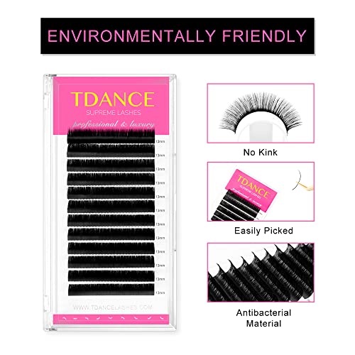 TDANCE Classic Lash Extensions Premium C CC D DD J B L Curl 0.03-0.18mm Thickness Semi Permanent Volume Eyelash Extensions Professional Salon Use Mixed 10-17mm Length In One Tray (D-0.05,10-17mm) - Morena Vogue