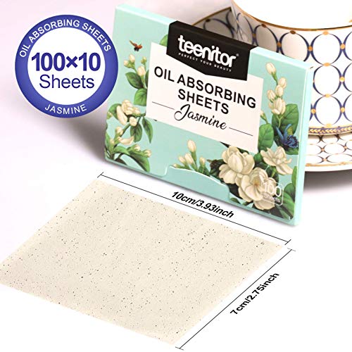 Teenitor 1000 Counts Oil Absorbing Sheets, Oil Blotting Paper, Oil Absorbing Tissues, Face Facial Natural Oil Control Film Blotting for Oily Skin Care Men Women-Jasmine - Morena Vogue