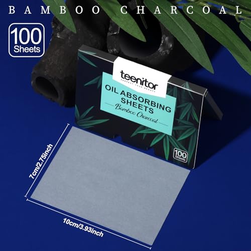 Teenitor 800 Counts Oil Blotting Papers for Face, Bamboo Charcoal Oil Absorbing Sheets for Oily Skin, Oil Blotting Sheets for Face, Oil Absorbent Pads Blotter Paper, Oil Face Wipes Large 10cmx7cm - Morena Vogue