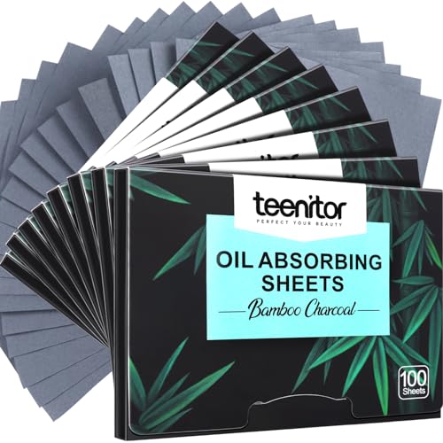 Teenitor 800 Counts Oil Blotting Papers for Face, Bamboo Charcoal Oil Absorbing Sheets for Oily Skin, Oil Blotting Sheets for Face, Oil Absorbent Pads Blotter Paper, Oil Face Wipes Large 10cmx7cm - Morena Vogue