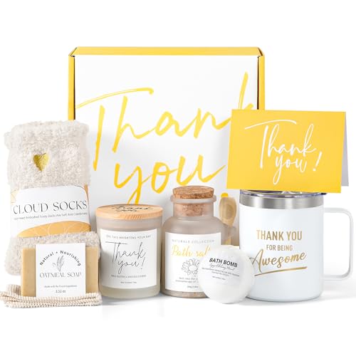 Thank You Gifts for Women, 8pcs Employee Appreciation Gifts Baskets for Women Thank You Farewell Gifts for Coworkers Teacher Boss Hostess Secretary Nurse Mom Pastor- Best Spa Gratitude Box w/Candle - Morena Vogue