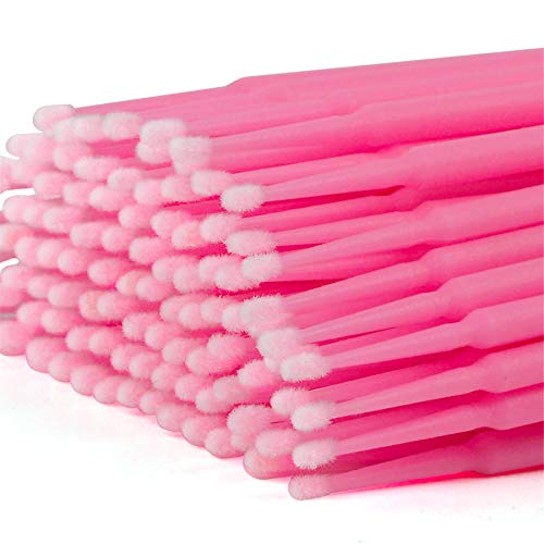 tifanso 400PCS Micro Cotton Swabs, Micro Swabs for Eyelash Extension, Disposable Micro Applicator Brush Micro Eyelash Swabs Pink(Head Diameter: 2.0mm) - Morena Vogue