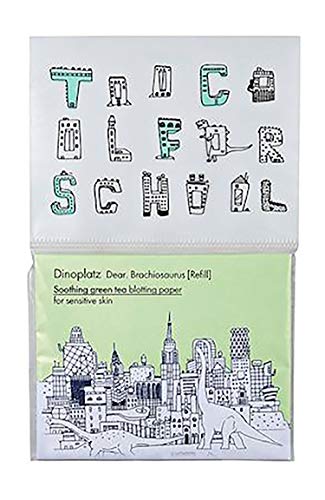 [Too Cool for School] Dear Brachiosaurus Blotting Paper [50 sheets w/Puff and Mirror] + 4 Refills [Total: 200 sheets w/ 4 replacement Puffs] - Morena Vogue