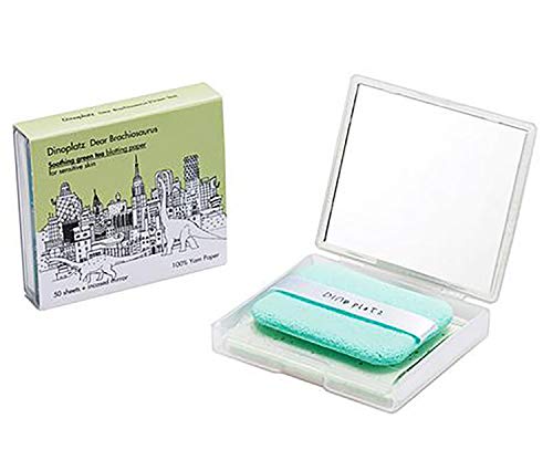 [Too Cool for School] Dear Brachiosaurus Blotting Paper [50 sheets w/Puff and Mirror] + 4 Refills [Total: 200 sheets w/ 4 replacement Puffs] - Morena Vogue