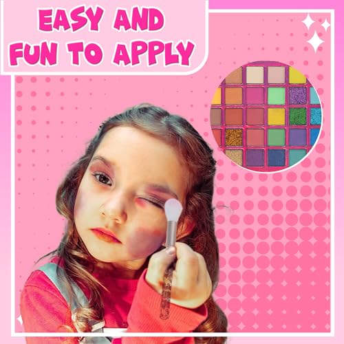 Townley Girl Barbie 35-Well Eyeshadow Palette, Shimmery and Opaque Colors, Pigmented Blendable, 8 Application Brushes Non-Toxic 8+, Perfect for Parties, Sleepovers & Makeovers - Morena Vogue