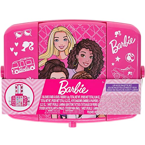 Townley Girl Barbie Beauty Vanity Set with Light-Up Mirror | Includes Lip Gloss, Eye Shadow, Brushes, Nail Polish, Accessories, and More! |Ages 3+ | Perfect for Parties, Sleepovers, and Makeovers - Morena Vogue