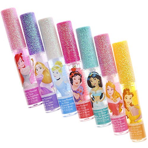 Townley Girl Disney Princess Super Sparkly Lip Gloss Set, 0.05 Fl Oz (Pack of 7) - Morena Vogue