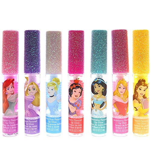 Townley Girl Disney Princess Super Sparkly Lip Gloss Set, 0.05 Fl Oz (Pack of 7) - Morena Vogue