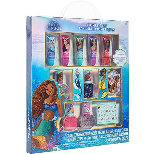 Townley Girl Disney The Little Mermaid Sparkly Cosmetic Makeup Set for Girls with Lip Gloss Nail Polish Nail Stickers 11 Pcs| Perfect for Parties Sleepovers Makeovers| Birthday Gift for Girls 3 Yrs+ - Morena Vogue