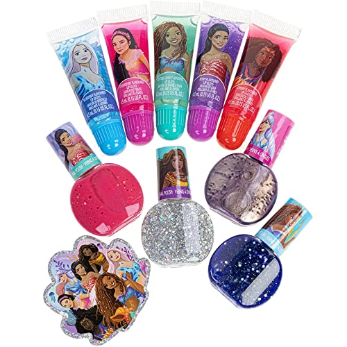 Townley Girl Disney The Little Mermaid Sparkly Cosmetic Makeup Set for Girls with Lip Gloss Nail Polish Nail Stickers 11 Pcs| Perfect for Parties Sleepovers Makeovers| Birthday Gift for Girls 3 Yrs+ - Morena Vogue