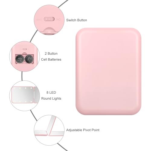 Travel Mirror with Light, 1X/3X Magnification LED Compact Mirror with Nternal BIattery, Pink Mini Mirror for Purse, Pocket,Travel and Gift - Morena Vogue