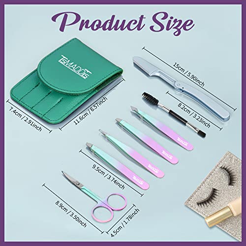 TsMADDTs Eyebrow Tweezer Set, 7 Pcs Tweezers Set for Women, Precision Tweezer for Eyebrows with Curved Scissors and Eyebrow Razor for Ingrown Hair - Morena Vogue