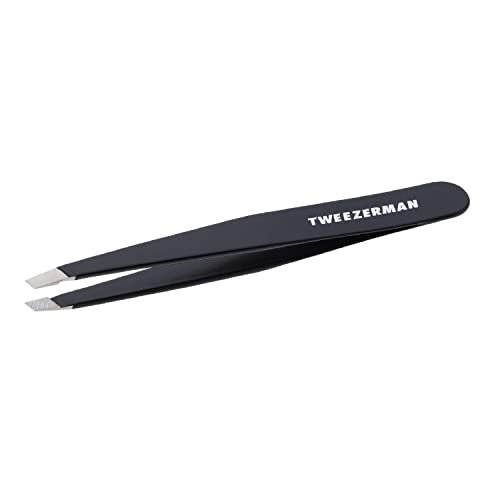 Tweezerman Stainless Steel Slant Tweezer - Eyebrow Tweezers for Women and Men (Black) - Morena Vogue