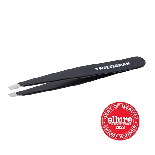 Tweezerman Stainless Steel Slant Tweezer - Eyebrow Tweezers for Women and Men (Black) - Morena Vogue