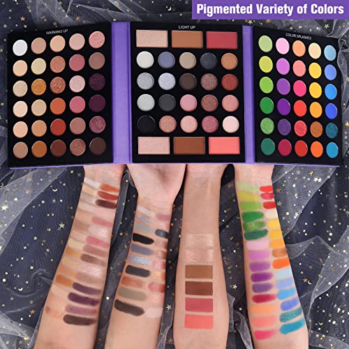 UCANBE Eyeshadow Palette with 15Pcs Brushes Makeup Set, Pigmented 86 Colors Make Up Sets Valentine's Day Gift, Matte Shimmer Glitter Eye Shadow Pallet Highlighter Contour Blush Powder Brush Beauty Kit - Morena Vogue