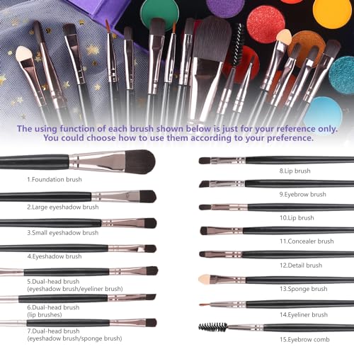 UCANBE Eyeshadow Palette with 15Pcs Brushes Makeup Set, Pigmented 86 Colors Make Up Sets Valentine's Day Gift, Matte Shimmer Glitter Eye Shadow Pallet Highlighter Contour Blush Powder Brush Beauty Kit - Morena Vogue