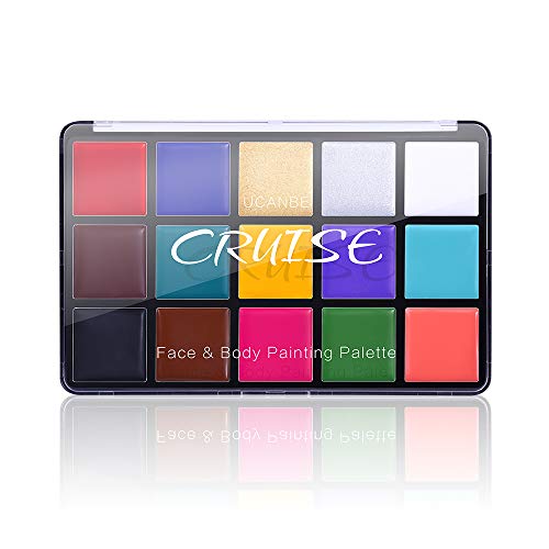 UCANBE Face Body Paint Oil, Professional 15 Colors FX Makeup Palette- Non Toxic Hypoallergenic Safe Facepaint for Halloween, Cosplay Costumes, Parties and Festivals - Morena Vogue