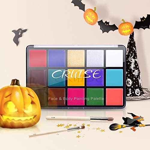 UCANBE Face Body Paint Oil, Professional 15 Colors FX Makeup Palette- Non Toxic Hypoallergenic Safe Facepaint for Halloween, Cosplay Costumes, Parties and Festivals - Morena Vogue