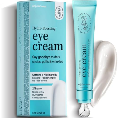 Under Eye Cream for Dark Circles and Puffiness - Caffeine Eye Cream Anti Aging Brightener With Niacinamide, Squalane, Peptide Complex, Korean Skin Care Formula - Massage Zinc Roller - Puffy Eyes - Morena Vogue