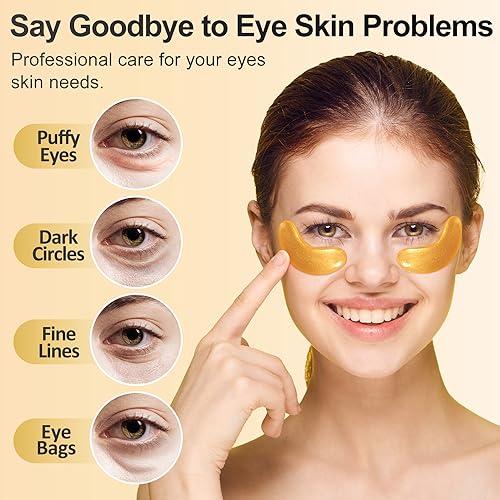 Under Eye Patches (24 Pairs) - 24K Gold Eye Masks Enriched with Abundant Collagen | Diminish Dark Circles and Puffiness | Anti-Aging, Smooth Fine Line, Nourish Skin - Morena Vogue