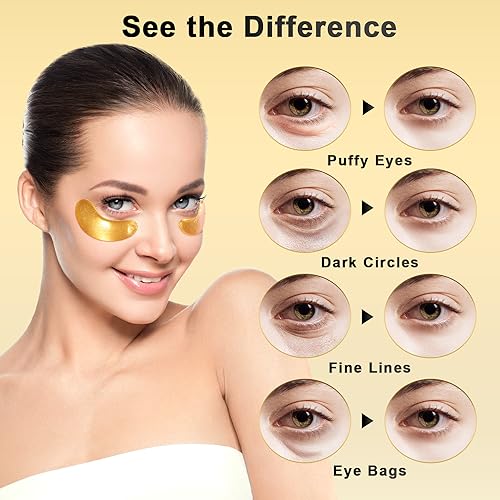 Under Eye Patches (24 Pairs) - 24K Gold Eye Masks Enriched with Abundant Collagen | Diminish Dark Circles and Puffiness | Anti-Aging, Smooth Fine Line, Nourish Skin - Morena Vogue