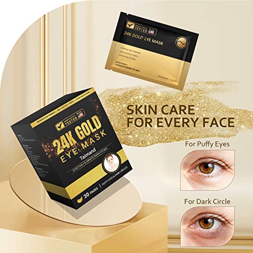 Under Eye Patches (30 Pairs), 24K Gold Under Eye Mask for Puffy Eyes, Dark Circles,Bags and Wrinkles with Collagen,Relieves Pressure and Reduces Wrinkles,Revitalises and Refreshes Your Skin - Morena Vogue