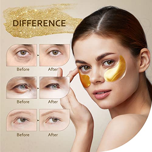 Under Eye Patches (30 Pairs), 24K Gold Under Eye Mask for Puffy Eyes, Dark Circles,Bags and Wrinkles with Collagen,Relieves Pressure and Reduces Wrinkles,Revitalises and Refreshes Your Skin - Morena Vogue