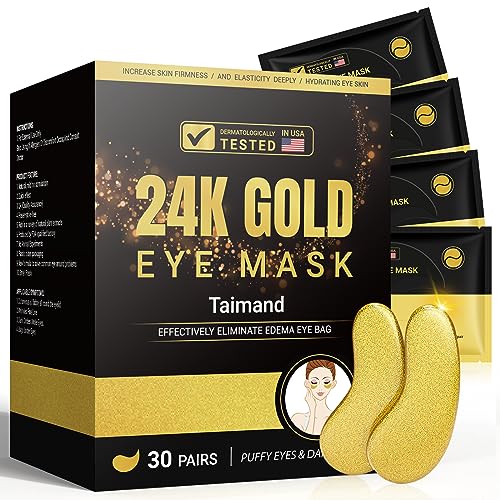 Under Eye Patches (30 Pairs), 24K Gold Under Eye Mask for Puffy Eyes, Dark Circles,Bags and Wrinkles with Collagen,Relieves Pressure and Reduces Wrinkles,Revitalises and Refreshes Your Skin - Morena Vogue