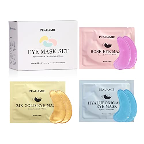 Under Eye Patches (30 Pairs) Gold Eye Mask and Hyaluronic Acid Eye Patches for puffy eyes,Rose Eye Masks for Dark Circles and Puffiness under eye treatment skin care products… - Morena Vogue