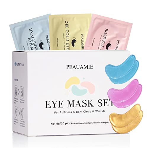 Under Eye Patches (30 Pairs) Gold Eye Mask and Hyaluronic Acid Eye Patches for puffy eyes,Rose Eye Masks for Dark Circles and Puffiness under eye treatment skin care products… - Morena Vogue