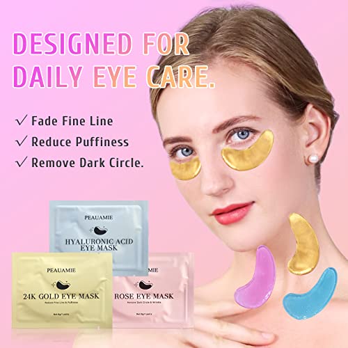 Under Eye Patches (30 Pairs) Gold Eye Mask and Hyaluronic Acid Eye Patches for puffy eyes,Rose Eye Masks for Dark Circles and Puffiness under eye treatment skin care products… - Morena Vogue