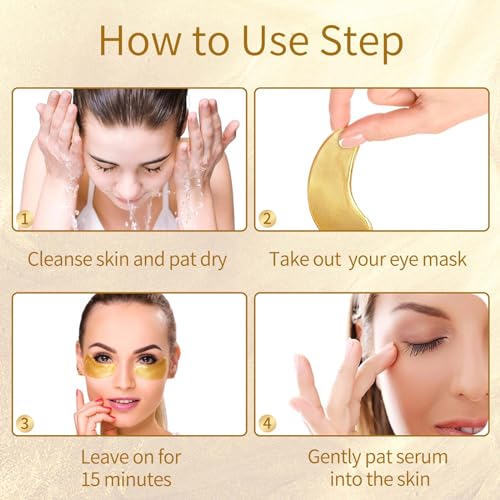 Under Eye Patches, 40 Pairs Eye Mask for Dark Circles, Puffy Eyes, Undereye Bags,Wrinkles,Eye Mask Patches with 24K Gold, Hyaluronic Acid,Rose & Aloe Vera, Eye Treatment Skin Care for Men & Women Gift - Morena Vogue