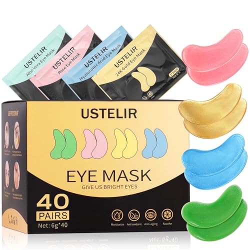 Under Eye Patches, 40 Pairs Eye Mask for Dark Circles, Puffy Eyes, Undereye Bags,Wrinkles,Eye Mask Patches with 24K Gold, Hyaluronic Acid,Rose & Aloe Vera, Eye Treatment Skin Care for Men & Women Gift - Morena Vogue