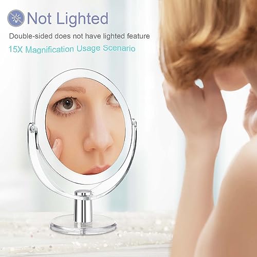 Vanity Mirror Makeup Mirror with Stand, 1X/15X Magnification Double Sided 360 Degree Swivel Magnifying Mirror, 6.25 Inch Portable Table Desk Counter top Mirror Bathroom Shaving Mirror - Morena Vogue