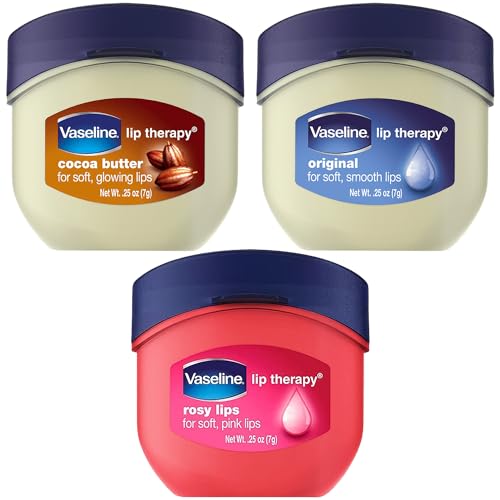 Vaseline Lip Therapy 0.25 Oz / 7g 3 Pack Bundle - Original, Rosy Lips & Cocoa Butter with box - Morena Vogue