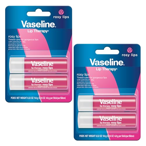 Vaseline Lip Therapy Care Rosy, Fast-Acting Nourishment, Ideal for Chapped, Dry, Cracked, or Damaged Lips, Lip Balm, 2-Pack of 2, 0.16 Oz Each, 4 Lip Balms - Morena Vogue