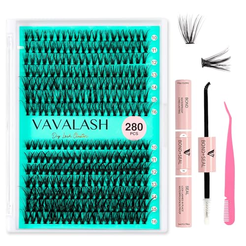 VAVALASH DIY Lash Extension Kit 280 Clusters Individual Lashes Kit 30D 40D 0.07D-10-16mm Lash Clusters, Lash Bond and Seal, Lash Tweezer for DIY Eyelash Extension at Home（Kit-30D+40D-0.07D-10-16MIX） - Morena Vogue