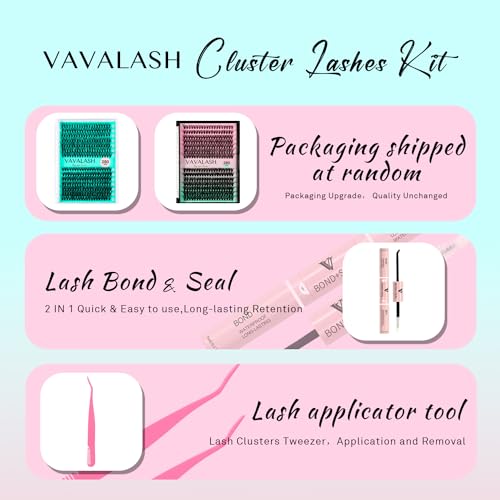 VAVALASH DIY Lash Extension Kit 280 Clusters Individual Lashes Kit 30D 40D 0.07D-10-16mm Lash Clusters, Lash Bond and Seal, Lash Tweezer for DIY Eyelash Extension at Home（Kit-30D+40D-0.07D-10-16MIX） - Morena Vogue